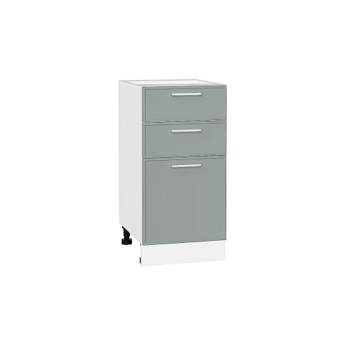 816*400*481 Шкаф нижний с 3-мя ящиками Квадро Аквамарин/Белый