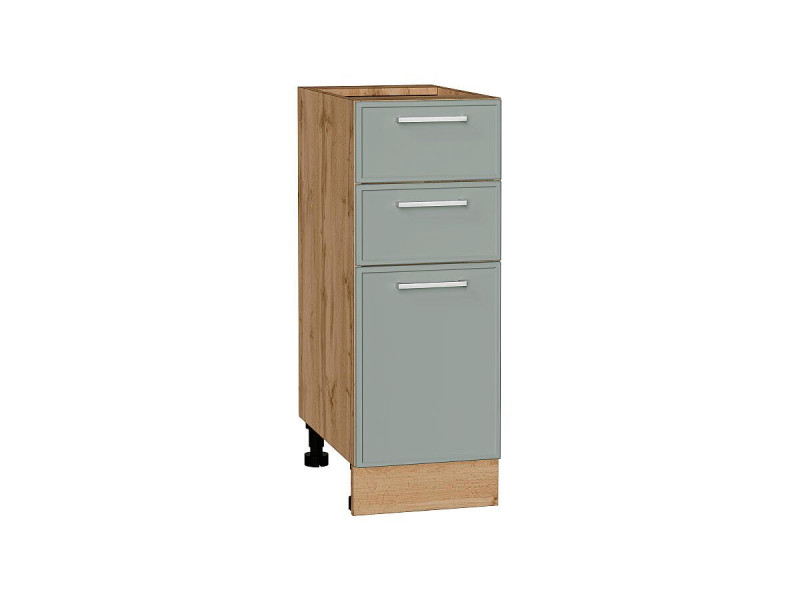 816*300*481 Шкаф нижний с 3-мя ящиками Квадро Аквамарин/Дуб Вотан