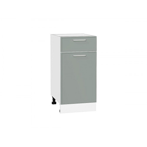 816*400*481 Шкаф нижний с 1-ой дверцей и ящиком Квадро Аквамарин/Белый