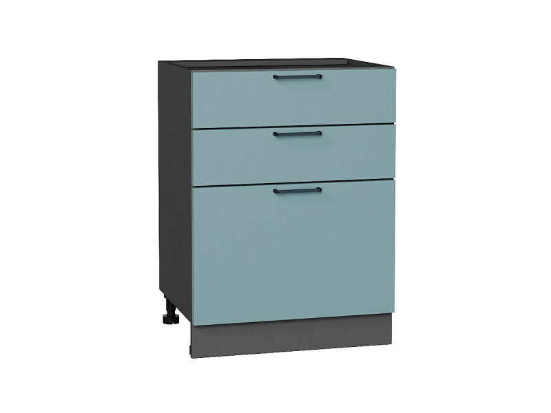 816*600* Шкаф нижний с 3-мя ящиками Флэт Grey-green In 2S Graphite