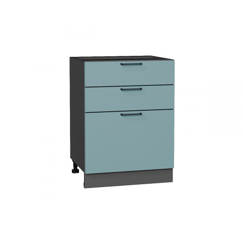 816*600* Шкаф нижний с 3-мя ящиками Флэт Grey-green In 2S Graphite