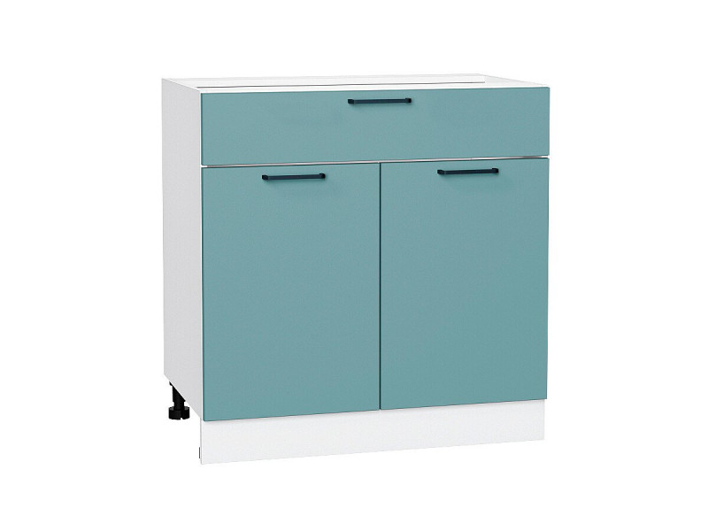 816*800* Шкаф нижний с 2-мя дверцами и ящиком Флэт Grey-green In 2S Белый