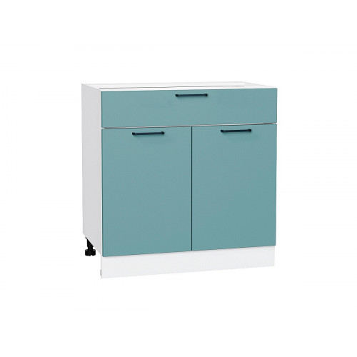 816*800* Шкаф нижний с 2-мя дверцами и ящиком Флэт Grey-green In 2S Белый