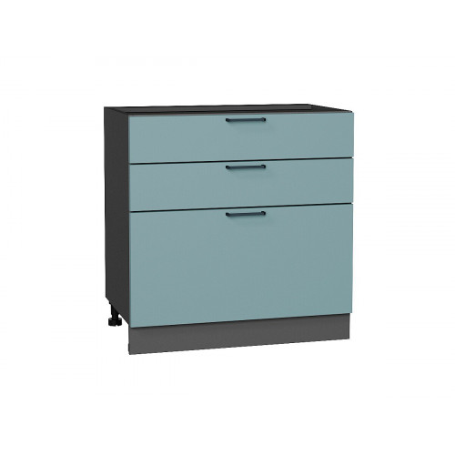 816*800* Шкаф нижний с 3-мя ящиками Флэт Grey-green In 2S Graphite