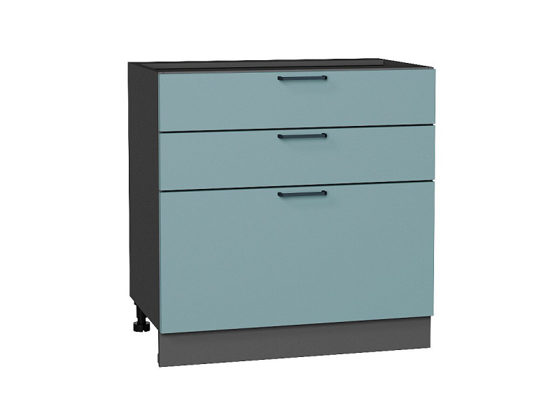 816*800* Шкаф нижний с 3-мя ящиками Флэт Grey-green In 2S Graphite
