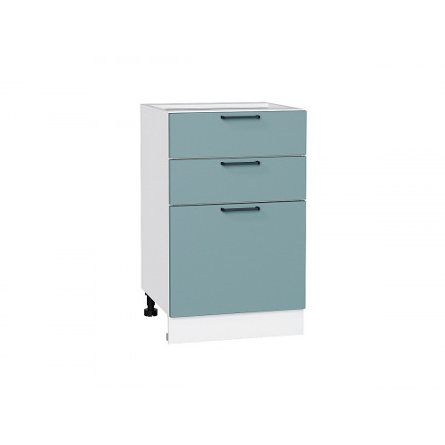 816*500* Шкаф нижний с 3-мя ящиками Флэт Grey-green In 2S Белый