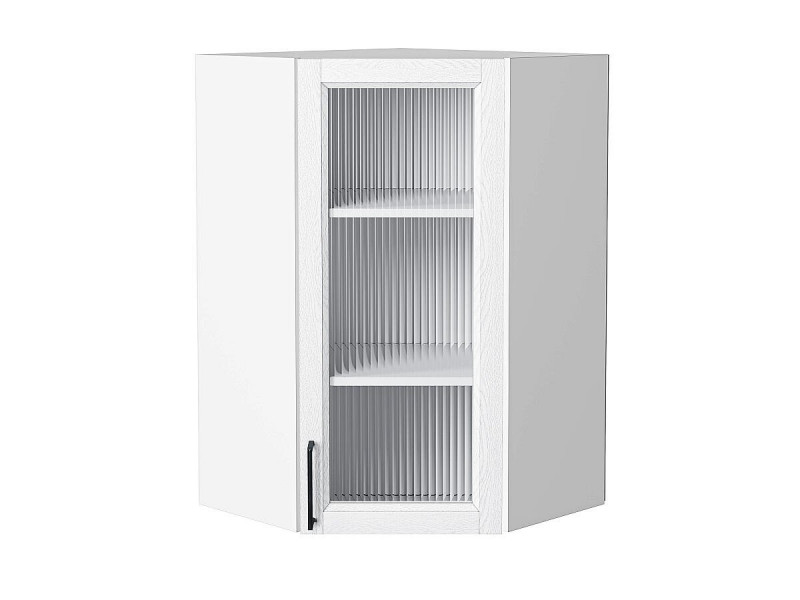 920*600*600Шкаф верхний угловой остекленный Сканди White Silkwood/Белый