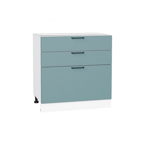 816*800* Шкаф нижний с 3-мя ящиками Флэт Grey-green In 2S Белый