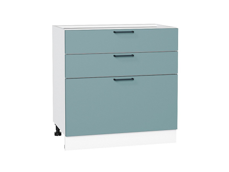 816*800* Шкаф нижний с 3-мя ящиками Флэт Grey-green In 2S Белый