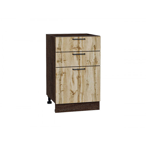 816*500* Шкаф нижний с 3-мя ящиками Флэт Wotan Oak 2S Graphite